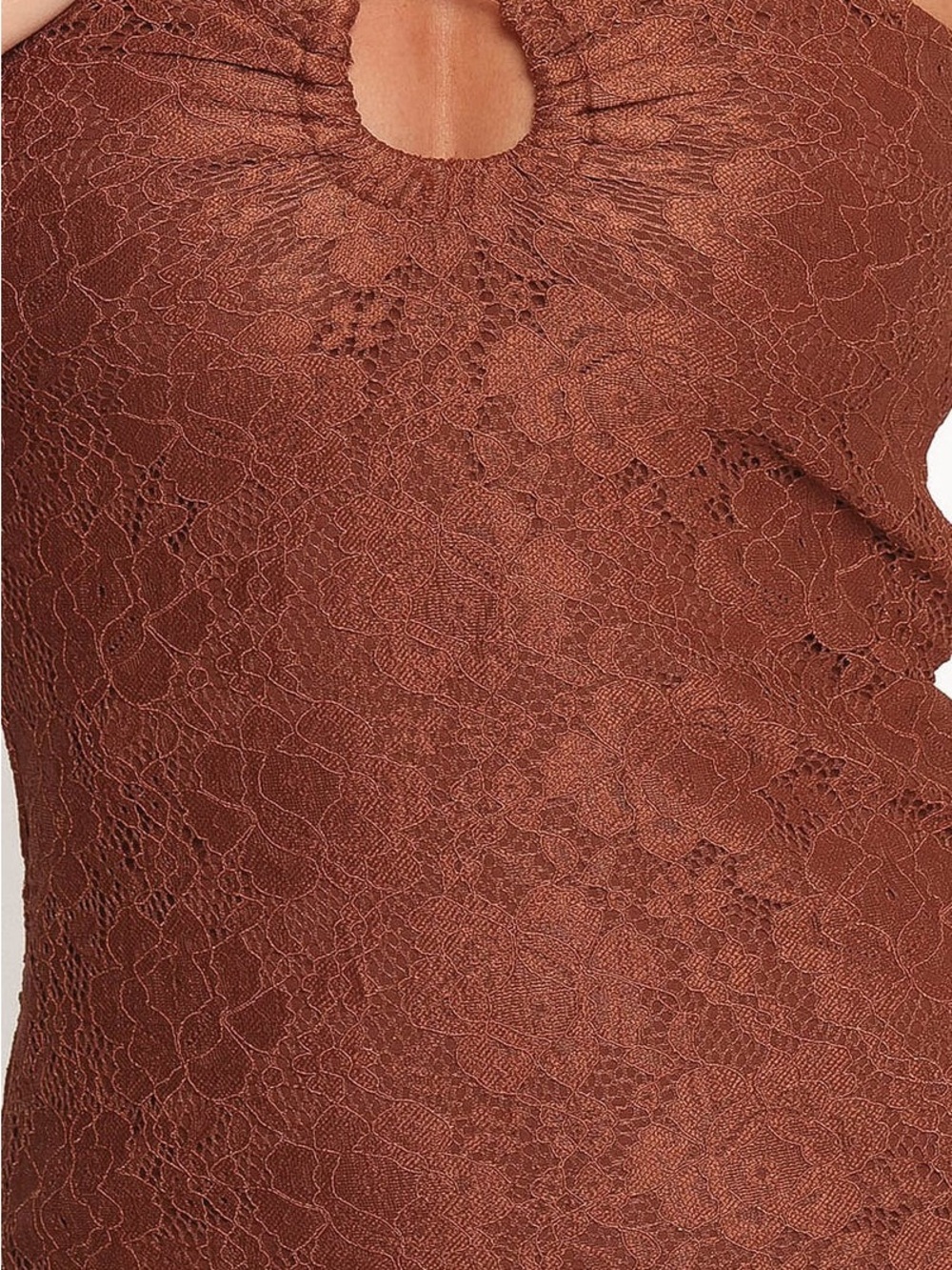 NWT XS Petal & Pup Brown Lace Halter Maxi Dress midi Tucker bodycon sexy long - Picture 8 of 14